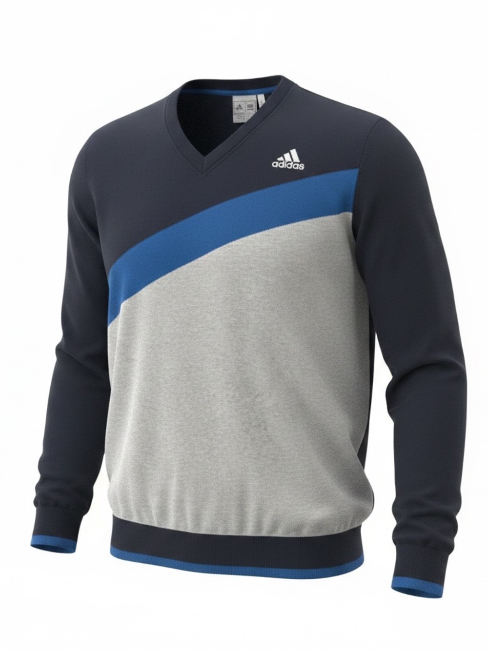 adidas Men’s Navy, Grey & Blue V-Neck Sweater